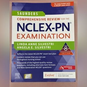 SAUNDERS - Comprehensive NCLEX PN exam prep book w/ UNUSED access code. NEW